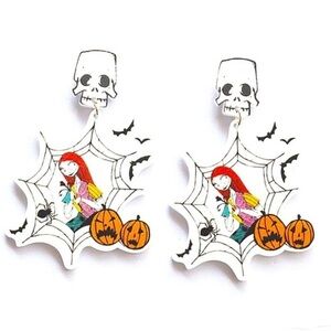 Halloween Disney Nightmare Before Christmas Sally Pumpkin Web Earrings